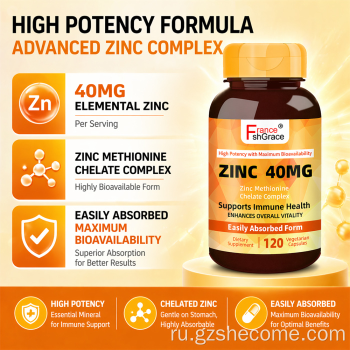 Shecome Zinc Supplement Иммунный цинк Добавки с витамином С